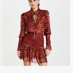 NWOT FARM Rio Red and Gold Floral Mini Dress